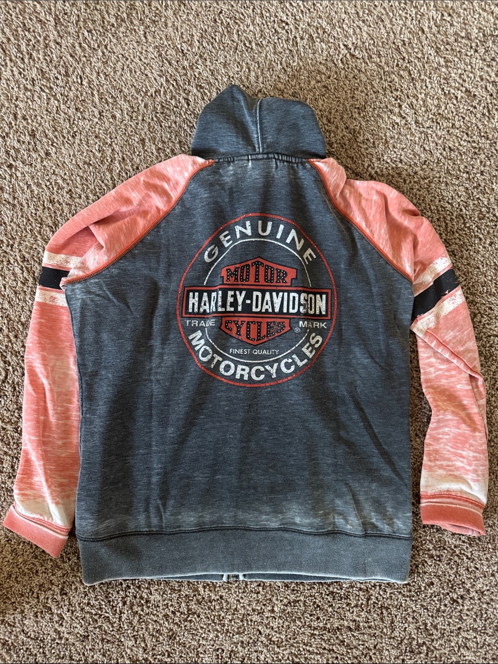 Harley-Davidson Black & Orange Hooded Zip Sweatshirt - Picture 3 of 3